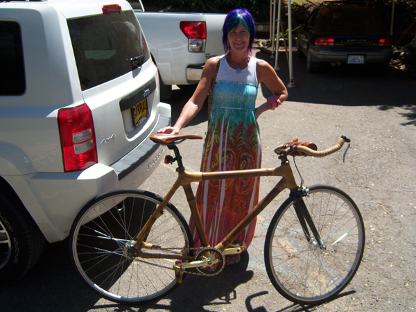 Kathi  Delaney with Bamboo Bike